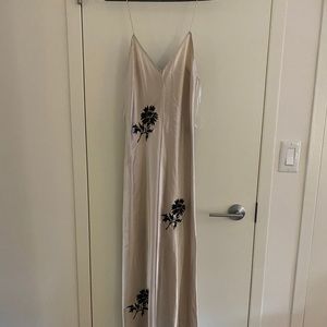 Tory Burch Silk Slip Dress w/ Black Embellishment